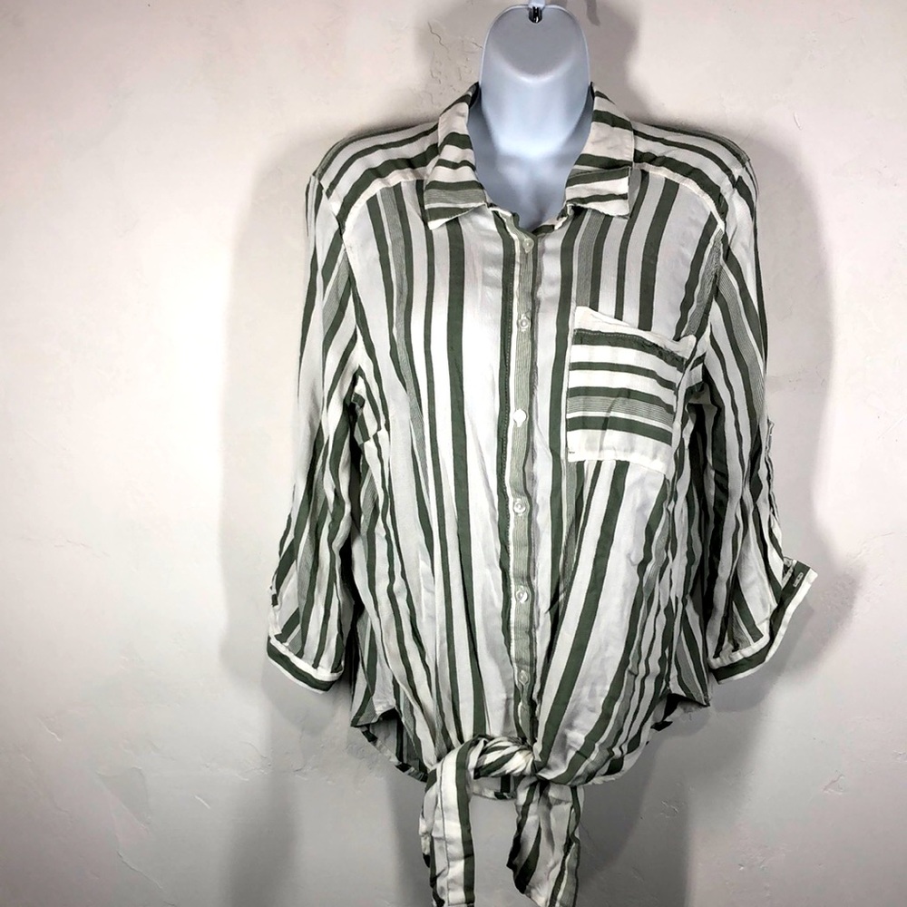 Vixbe green stripe blouse size large